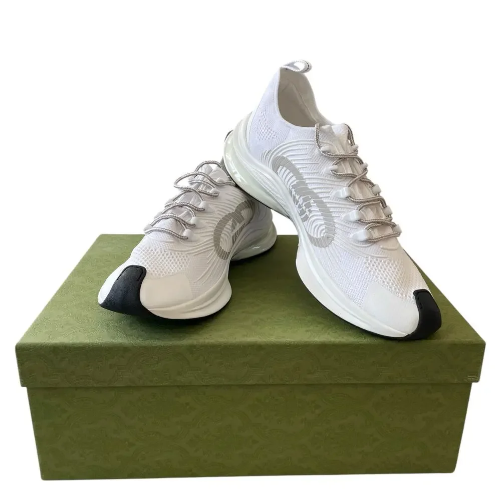 Gucci Run Sneaker Interlocking G White Technical Knit 680893 Men's 12.5 US 13
